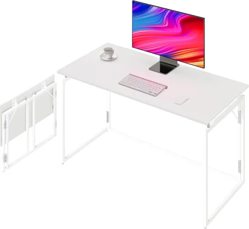 Vista 10 de Escritorio plegable de 31,5 pulgadas: sin montaje, tapa de madera para espacios pequeños Home office desk, holds 150 lbs, folds flat to 2.3 in