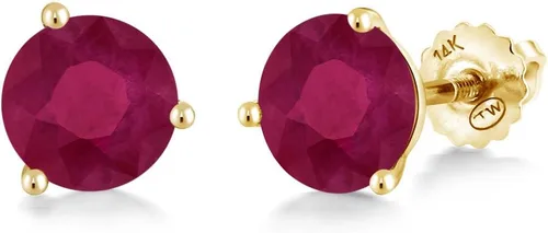 Vista 127 de Gem Stone King Aretes de Martini de oro amarillo de 14 quilates Aretes de tuerca de 3 puntas para mujeres y hombres Redondos de 0.236 pulgadas