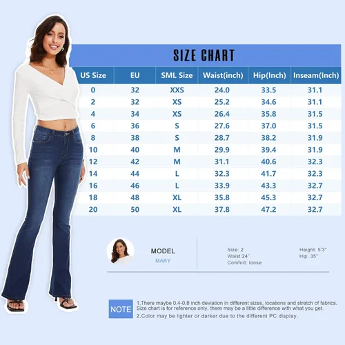 Vista 6 de VIPONES Jeans acampanados para mujer, elásticos, de cintura alta, acampanados, con curvas