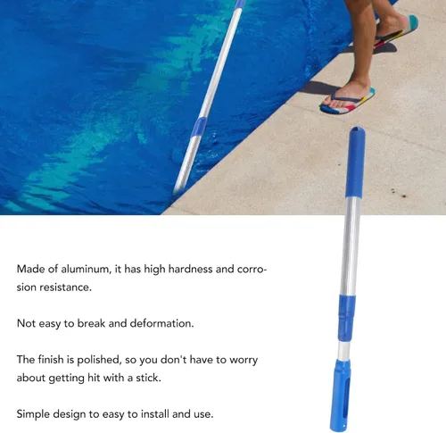 Vista 7 de TOPINCN Poste telescópico para piscina, poste telescópico de aluminio profesional de 3 secciones, mango de red desmontable para redes de espumadera