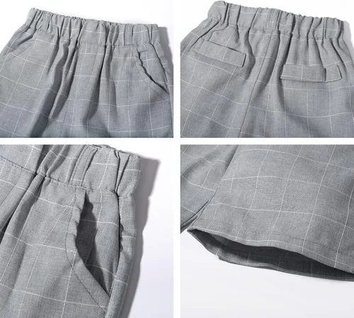 Vista 9 de Conjunto de ropa de verano para niño chaleco shorts camisa y moño traje formal de 4 piezas