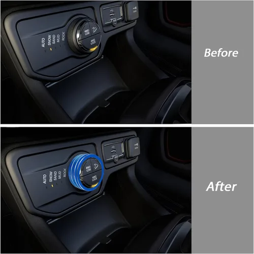 Vista 3 de Cubierta de botón de la perilla del interruptor de control de la consola central 4WD, compatible con Jeep Renegade Cherokee Compass SUV Interior 4WD