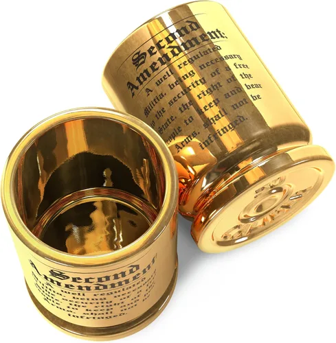 Vista 2 de Vasos de chupito de cerámica de latón 2A 50 Cal - Juego de 2 - Grabado 2A