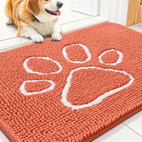Vista 173 de Smiry Tapete para puerta de perro para patas fangosas, absorbente y Gris y negro
