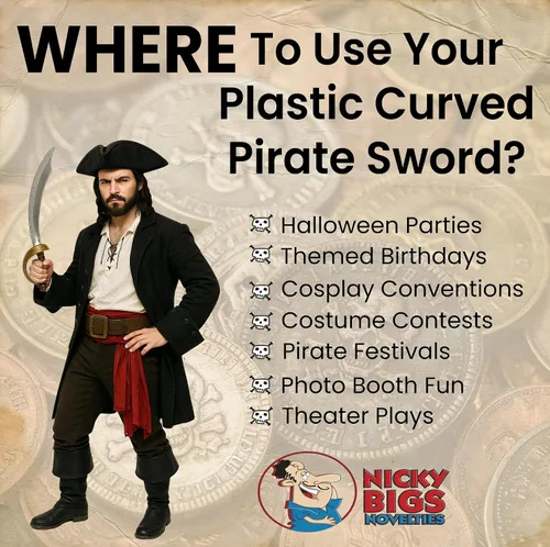 Vista 4 de Nicky Bigs Novelties Disfraz de arma pirata de plástico de lujo, diseño de bucanero