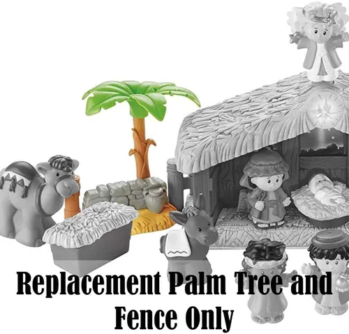 Vista 2 de Árbol de repuesto con valla para Fisher-Price Little People Deluxe Christmas Story, juego de pesebre ~ J2404