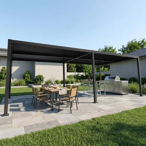 Vista 14 de Kozyard Pergola con listones para exteriores, 10 x 12 pies, refugio de Resistente a la intemperie, sistema de drenaje, techo con listones Blanco