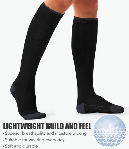 Vista 132 de Paquete de 3 pares de calcetines de compresión médica para mejorar la circulación de mujeres y hombres, para correr, hacer deporte y amamantar