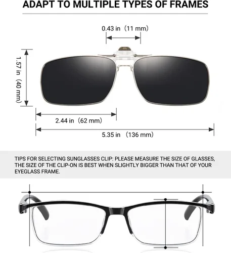 Vista 6 de TERAISE Gafas de sol polarizadas con clip con función abatible, adecuadas para conducir deportes