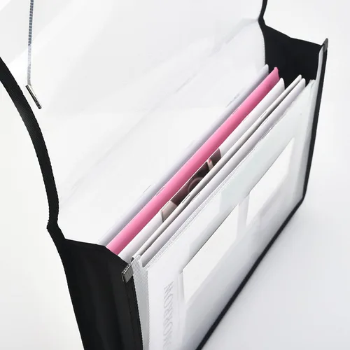 Vista 7 de Carpeta de archivos expandible organizador de documentos r con solapa y cierre de cable, bolsa de documentos transparente impermeable, expansión