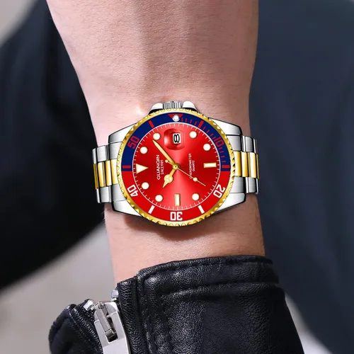 Vista 2 de CROWNQIN Reloj de pulsera de cuarzo con cronógrafo impermeable para hombre