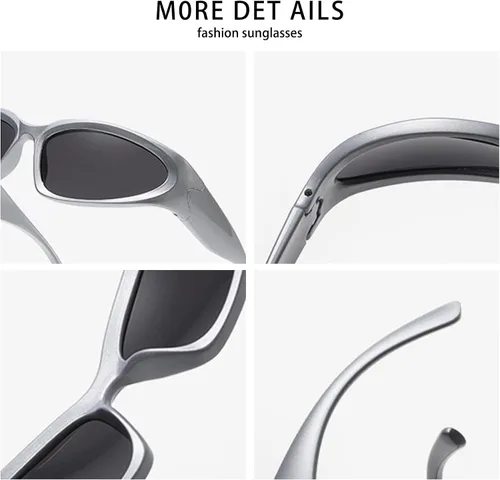 Vista 4 de Schmonti Y2k - Gafas de sol deportivas envolventes para mujeres y hombres a la moda ovaladas futuristas para exteriores