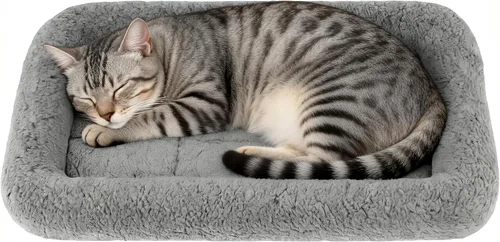 Vista 10 de Cama pequeña para gatos, cama suave para mascotas con almohada envolvente, alfombrilla autocalentable para gatos de interior, perros pequeños S