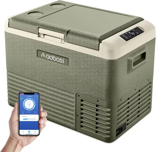 Vista 9 de AAOBOSI Refrigerador de automóvil, 40 cuartos (36 L) portátil de 12 voltios con ruedas, altavoz Bluetooth, mango y batería alimentada, -4 ℉ ~ 68 ℉