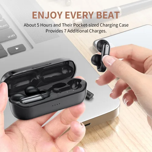 Vista 4 de Auriculares con clip, auriculares inalámbricos con clip de oreja abierto, Bluetooth 5.4, llamada de voz clara, auriculares deportivos con estuche