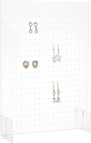 Vista 7 de PH PandaHall Soporte de exhibición de aretes de 132 agujeros, soporte de acrílico para aretes, organizador de aretes, tablero de exhibición