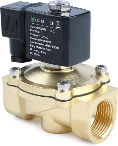 Vista 13 de U.S. Solid Válvula solenoide de latón de 1/2" -110V 120V AC, normalmente cerrada, válvula eléctrica de 10 bar para agua, aire, diesel