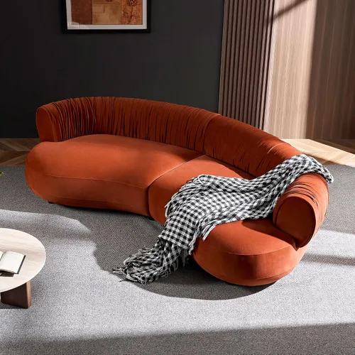 Vista 12 de Silla giratoria naranja con forma de barril, moderno círculo redondo individual con almohada para sala de estar, dormitorio, espacio pequeño, tela