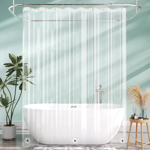 Vista 11 de AmazerBath Forro de cortina de ducha, 72x72 Forros de cortina de ducha beige, Forro de ducha de plástico ligero, Bonitas cortinas de ducha PEVA