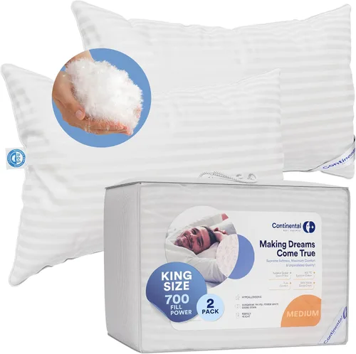Vista 23 de Continental Bedding Almohada de Plumón de Ganso Serenity Plumón Blanco Húngaro 700 Fill Power Funda de Algodón Damasco 400TC Fabricado