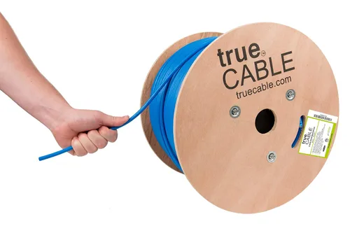 Vista 19 de TRUE CABLE Cable Ethernet a granel de elevación blindada Cat6 (CMR), 1000 pies, negro, cobre desnudo sólido 23 AWG, 550 MHz, escudo total de papel