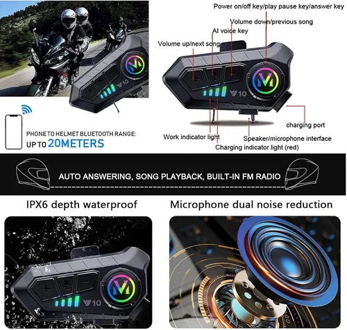 Vista 6 de Casco Bluetooth Moto DOT Aprobado Casco Abatible, Casco Integrado De Moto, Cascos Abatible con Doble Visera, Ventilación Forro, para La Respuesta