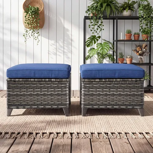 Vista 45 de Rilyson Sofá de mimbre para patio al aire libre, capacidad de peso de 900 libras, sofá grande de mimbre de 3 plazas con cojines de asiento de 4