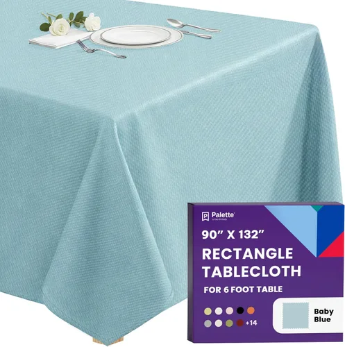 Vista 90 de Gee Di Moda - Mantel rectangular de 60 x 84 pulgadas – Mantel rectangular de poliéster lavable para mesa de 5 pies