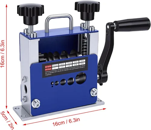 Vista 6 de Máquina pelacables, manual y eléctrico, compatible con taladro de cobre con 6 agujeros, rodillo de ranura en V para cables de 0.138 in, 0.276 in