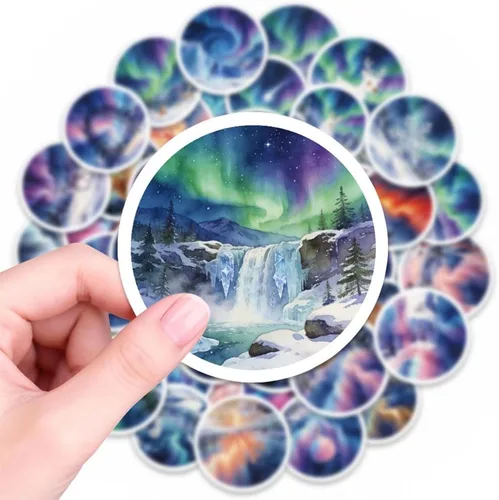 Vista 5 de Aurora Stickers 50Pcs Polar Lights Waterproof Vinyl Decals