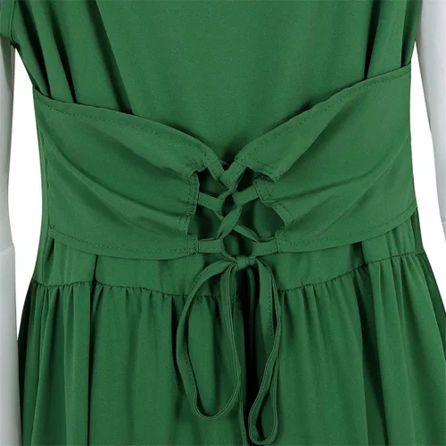 Vista 6 de Disfraz renacentista para mujer, conjunto de vestido irlandés medieval de talle alto y blusa bohemia gótica.