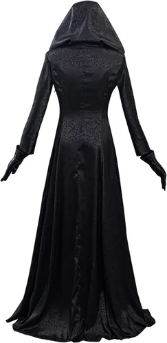Vista 4 de Vestido de cosplay para mujer, disfraz de vampiro para mujer, disfraz blanco de Halloween con sombrero