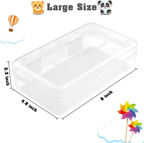 Vista 2 de Estuche para lápices, caja para lápices, estuche transparente para lápices, paquete de 3 estuches de plástico para lápices, estuche para lápices