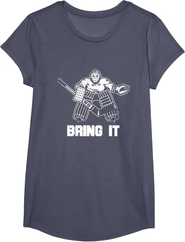 Vista 13 de Divertida camiseta gráfica de ropa de portero de hockey sobre hielo, Negro, S