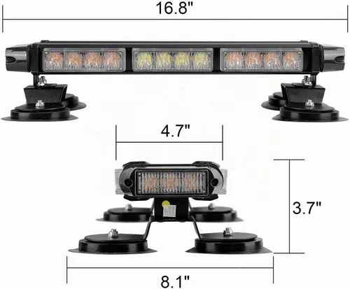 Vista 3 de ASPL - Barra de luz intermitente espectroscópica LED de 16.8 pulgadas, 26 modos intermitentes de alta intensidad, luces de advertencia de peligro