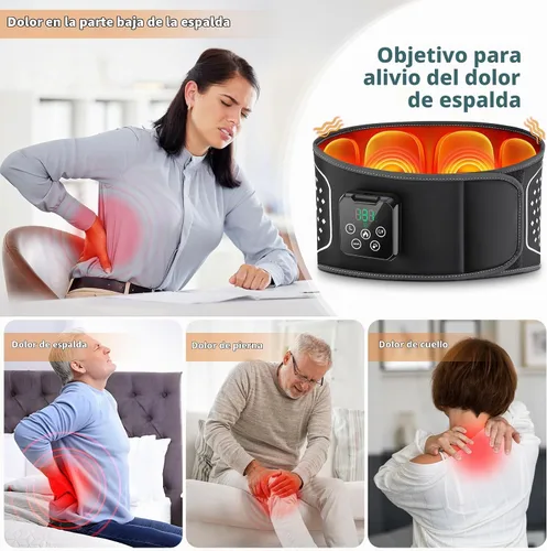 Vista 7 de Masajeador de espalda baja con calor, almohadilla térmica inalámbrica de espalda con 4 niveles de calor, 3 modos de vibración y compresión de aire
