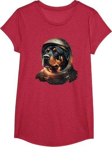 Vista 43 de Divertida camiseta Rottweiler con diseño de astronauta rottweiler en galaxia espacial, Negro