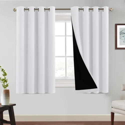 Vista 33 de PrinceDeco Cortinas 100% opacas de 54 pulgadas de largo, completamente opacas, tratamiento de ventanas, cortinas forradas con aislamiento térmico