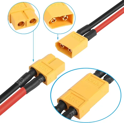 Vista 6 de XT60 Cable de extensión de enchufe 12AWG 50CM cable de silicona, conector XT60 para batería RC Lipo, piezas de juguete de repuesto de bricolaje