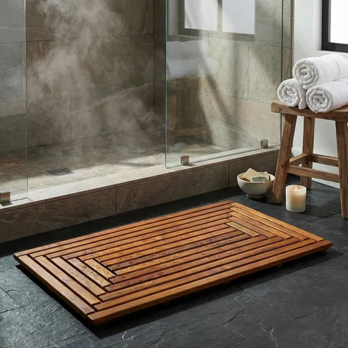Vista 5 de Bare Decor Giza - Tapete para puerta de ducha, spa y madera maciza de teca, 36 x 20 pulgadas