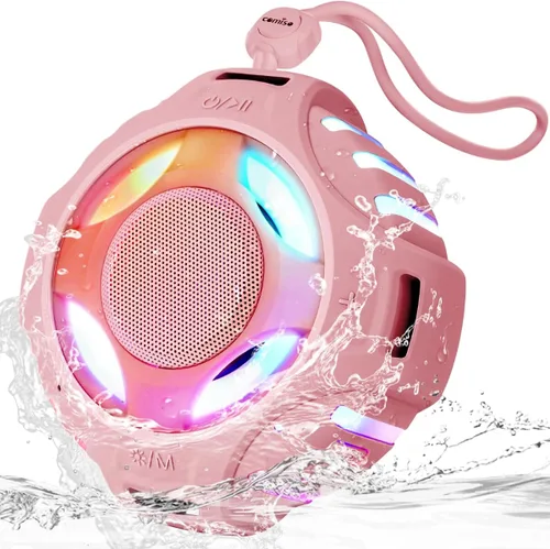 Vista 10 de Comiso - Altavoz impermeable con graves robustos, altavoz de ducha con luz dinámica, modo TWS, sonido HD fuerte, impermeable IP67, 2000mAh