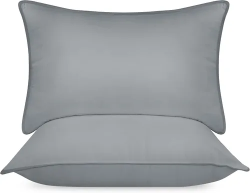 Vista 4 de Utopia Bedding Almohadas para cama para dormir, de hotel, refrescantes, para dormir de lado, espalda o boca abajo, tamaño estándar, gris, juego de 2