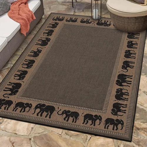 Vista 2 de Couristan Recife - Alfombra de área para interiores y exteriores, 7 pies 6 pulgadas x 10 pies 9 pulgadas, color negro cacao, alfombra duradera