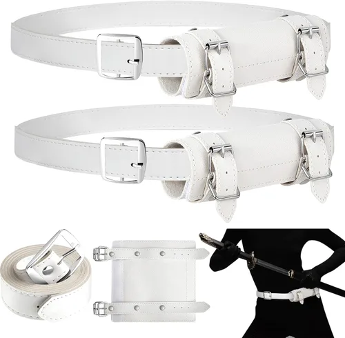 Vista 8 de Jecery 2 piezas de soporte de espada katana anime cuero Cosplay accesorios funda cinturón funda ajustable cinturón dos hebillas