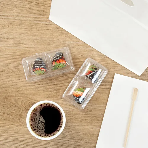 Vista 7 de Restaurantware Thermo Tek - Contenedores de postre de 5.3 x 2.6 x 1.8 pulgadas, 100 compartimentos duales transparentes para llevar, con tapa