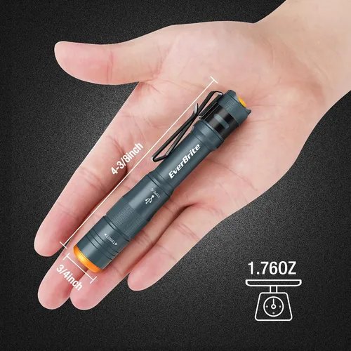 Vista 2 de EverBrite Paquete de 2 mini bolígrafos de luz, linterna recargable de bolsillo con cable USB C, 4 modos de luz, linterna pequeña de 300 lúmenes