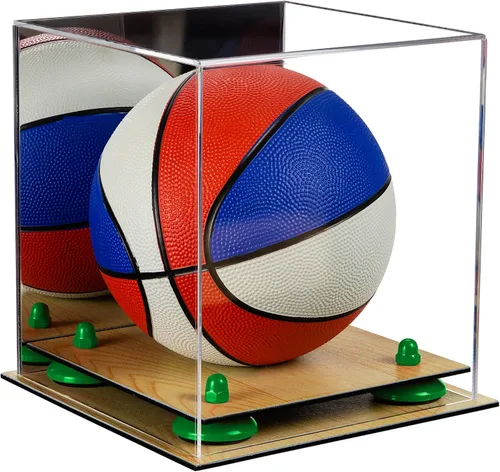 Vista 63 de Better Display Cases Mini acrílico - Miniatura (no tamaño completo) Baloncesto vitrina con elevadores negros y espejo (A015-BR)