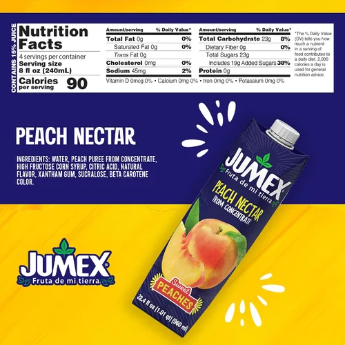 Vista 2 de Jumex néctar de durazno, 33.8 oz líquidas