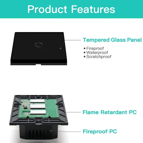 Vista 7 de BSEED - Interruptor de luz inteligente, interruptor táctil WiFi de 1 vía con control de aplicación Smart Life y función de temporización
