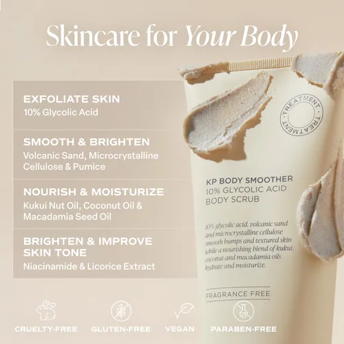 Vista 4 de Saltair KP Exfoliante corporal. Tratamiento de ácido glicólico al 10% con arena volcánica y hidratantes vegetales. Exfoliante físico químico sin